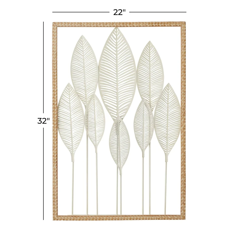 White Wood Coastal Wall Decor, 32" x 22" x 1"