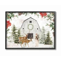 Stupell Industries Rustic Holiday Barn Animals Seasonal Christmas Winter Framed Wall Art