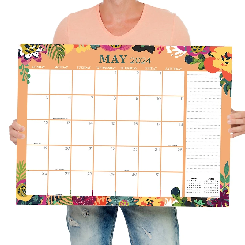 TF Publishing 2024 Floral Large Desk Pad Monthly Blotter Calendar