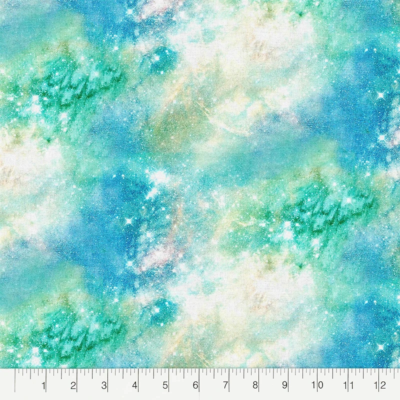 Fabric Editions Green Galaxy Cotton Fabric