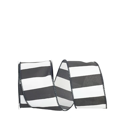 JAM Paper 2.5" x 10yd. Black & White Wired Railroad Wide Stripe Ribbon
