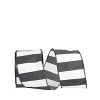 JAM Paper 2.5" x 10yd. Black & White Wired Railroad Wide Stripe Ribbon
