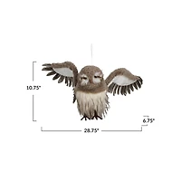 Hello Honey® 10.75" Brown Faux Fur & Feather Flying Owl Ornament