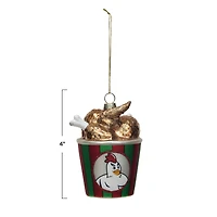 Hello Honey® 4" Glass Fried Chicken Bucket Ornament with Glitter