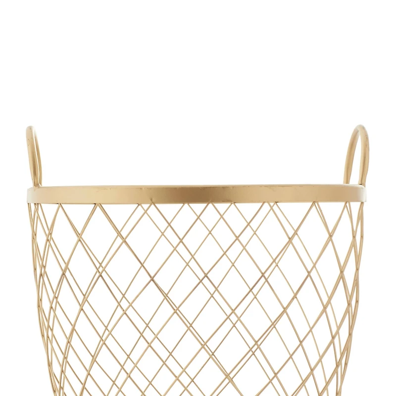 Modern Gold Metallic Rolling Basket Set