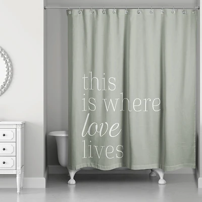 Where Love Lives Olive 71" x 74" Shower Curtain