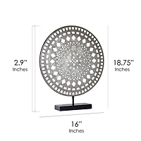 19" Silver Rustic Metal Medallion Sculpture