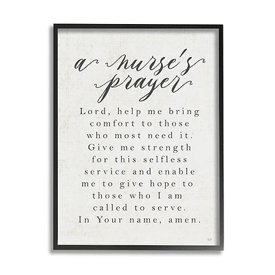 Stupell Industries A Nurse's Prayer Inspirational Office Faith Framed Wall Art