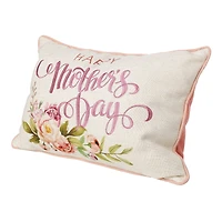 Glitzhome® 18" Faux Burlap Happy Mother's Day Floral Pillow