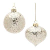 Gold Beaded Glass Ornament Set