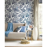RoomMates Blue & White Paisley Power Peel & Stick Wallpaper