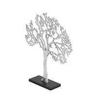 19" Silver Aluminum & Wood Tree-Inspired Contemporary Sculpture