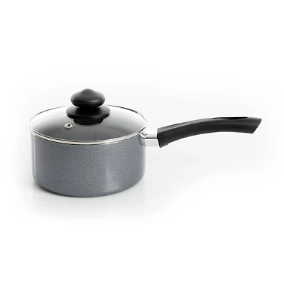 Oster Pallermo Aluminum 1.5qt. Gray Saucepan with Glass Lid