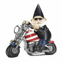 7.5" Biker Gnome Solar Statue