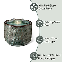 Glitzhome® 15" LED Bird Cylindrical Ceramic Fountain