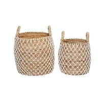 Brown Banana Leaf Coastal Storage Basket Set