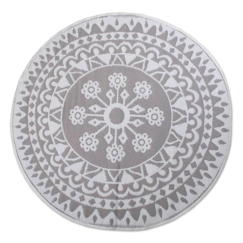 DII® Round Gray Floral Outdoor Rug, 5ft.