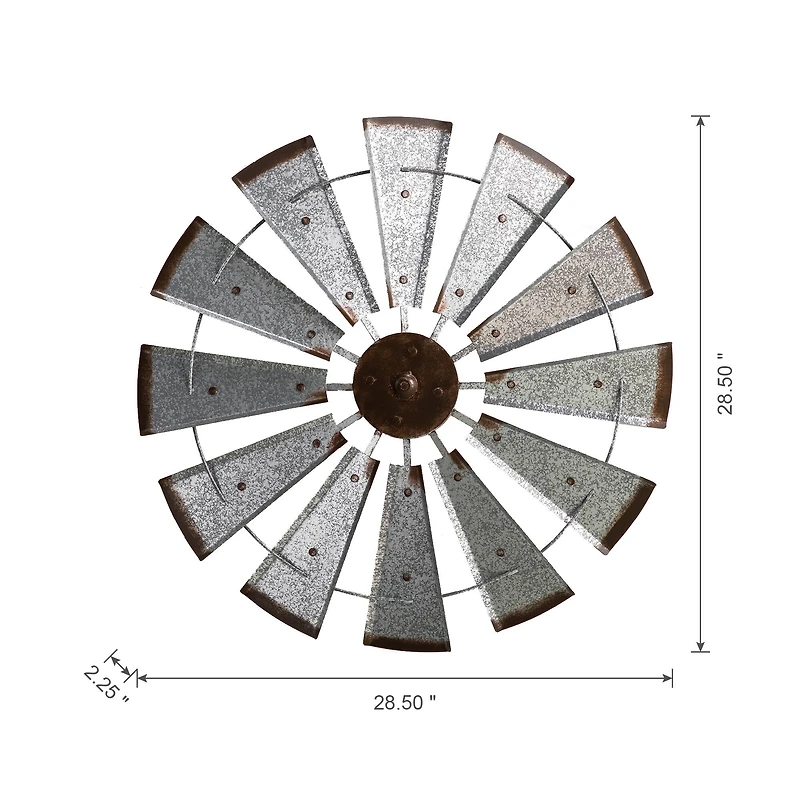 Glitzhome® 28.5" Galvanized Metal Wind Spinner Wall Décor