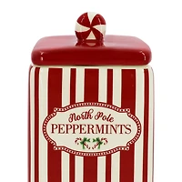 7.5" North Pole Peppermints Ceramic Container by Ashland®