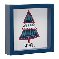 6" Navy Christmas Tree Sentiments Tabletop Décor Set