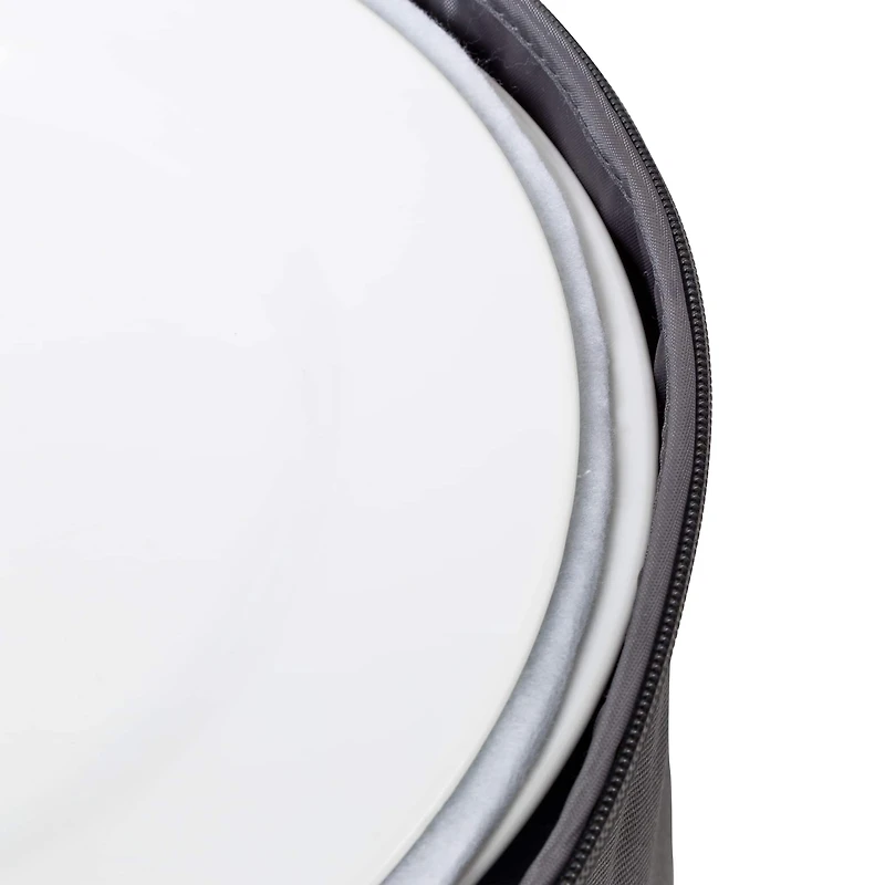 Honey Can Do 10" Gray Round Dinnerware Storage Box