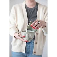 Hello Honey® 4" Reactive Glaze Stoneware Pleated Bowl Set