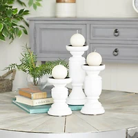 White French Country Candle Holder Set