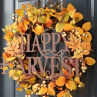 Glitzhome® 24" Metal "HAPPY HARVEST" Wall Décor