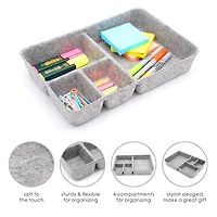 Welaxy 2 Piece Felt 4 Compartment Drawer Organizer Trays