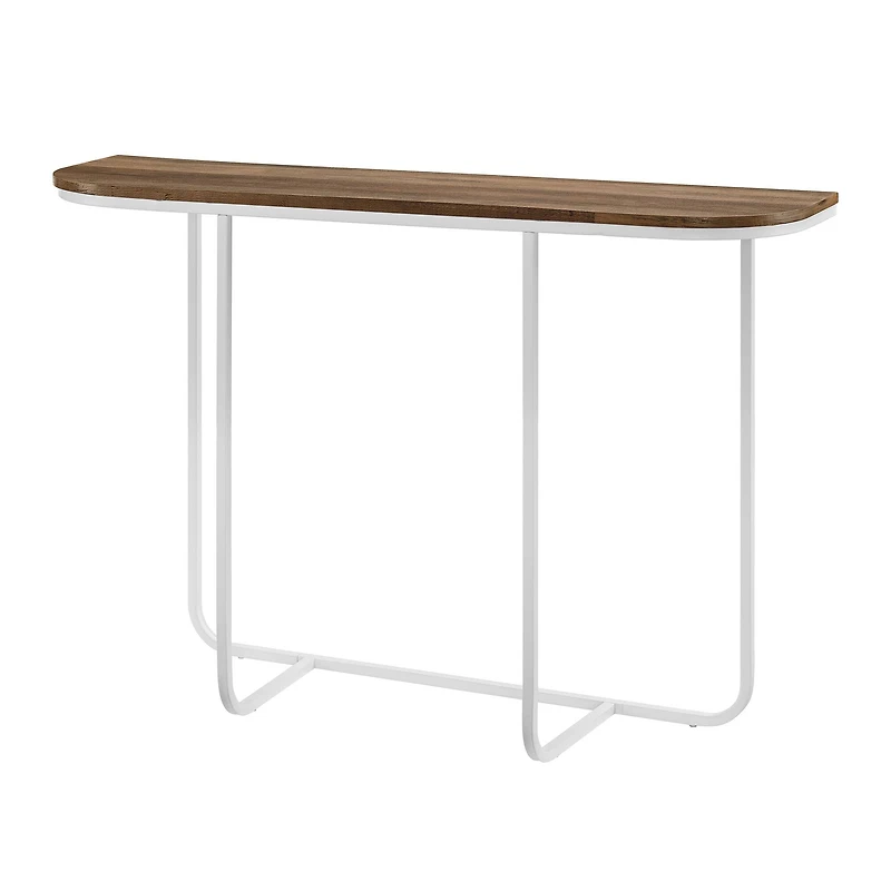 Walker Edison White Reclaimed Barnwood Modern Curved Entry Table