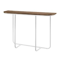 Walker Edison White Reclaimed Barnwood Modern Curved Entry Table