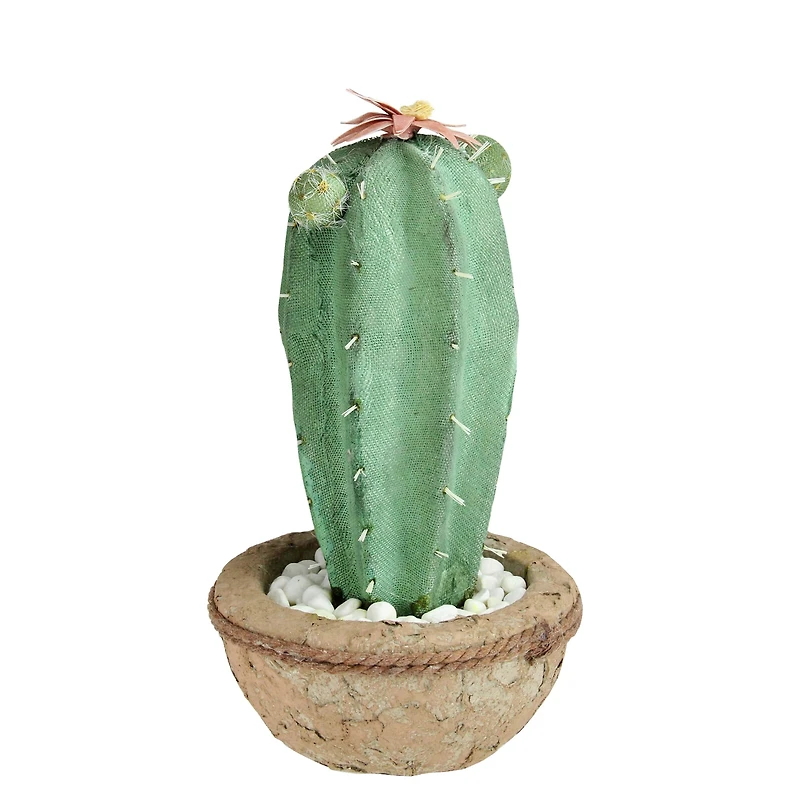 13.75" Southwestern Style Potted Cactus with Flowers