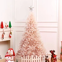 Costway 6ft. Unlit Pink Full Fir Hinged Artificial Christmas Tree