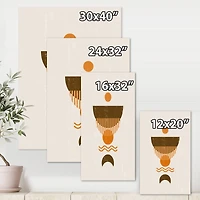 Designart - Abstract Minimal Orange Sun and Brown Moon