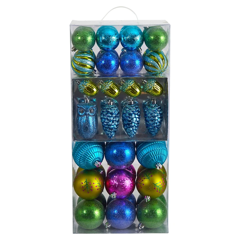 50ct. Holiday Deluxe Shatterproof Christmas Tree Ornament Box Set