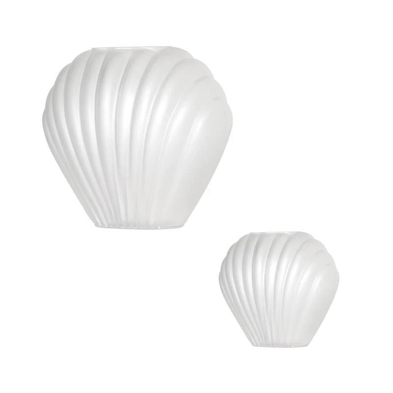 American Art Decor White Sea Scallops Misted Glass Vase Set