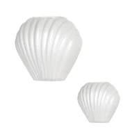 American Art Decor White Sea Scallops Misted Glass Vase Set