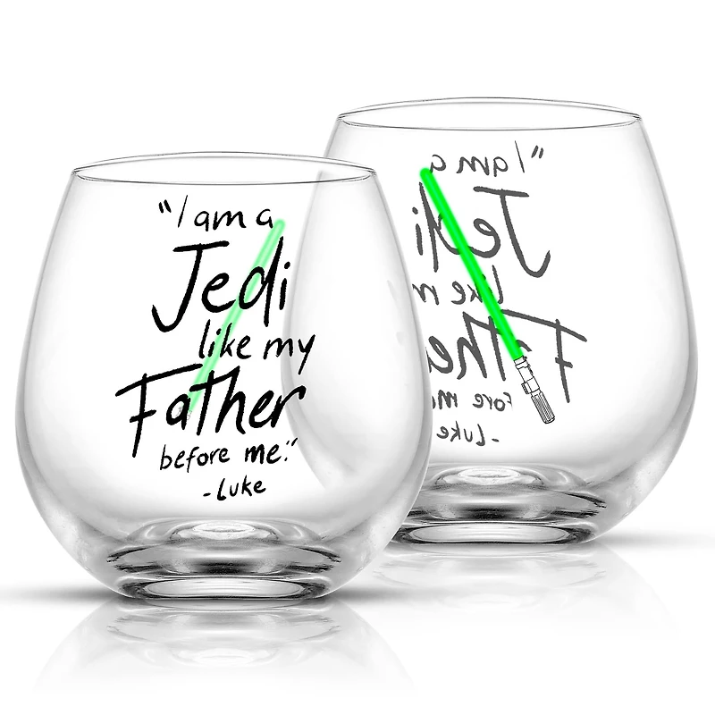 JoyJolt® Star Wars™ 15oz. New Hope Luke Skywalker Green Lightsaber Stemless Drinking Glass, 2ct.
