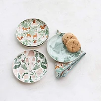 Hello Honey® 8" Woodland Flora & Fauna Round Stoneware Plate Set