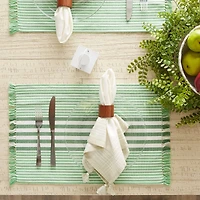 DII® Grass Green Stripes With Fringe Placemats, 6ct.