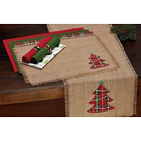 DII® 72" Embroidered Tree Burlap Table Runner