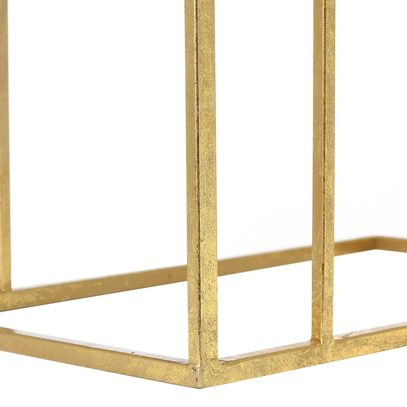 Hello Honey® 28'' Gold Metal Side Table with Magazine Rack and Glass Top