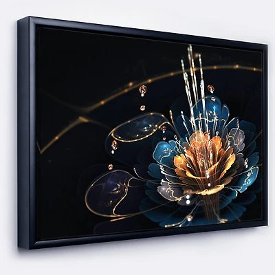 Designart - Orange Blue Flower with Water Drops