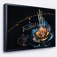 Designart - Orange Blue Flower with Water Drops