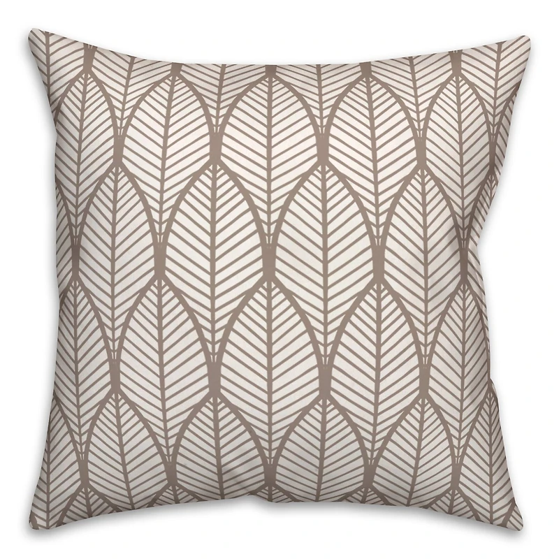 Taupe Geo Leaves Throw Pillow