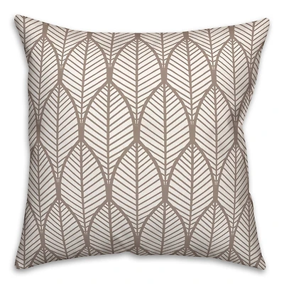 Taupe Geo Leaves Throw Pillow
