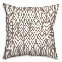 Taupe Geo Leaves Throw Pillow