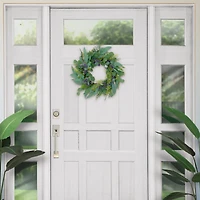 24'' Green and Purple Echinops Floral Spring Door Wreath