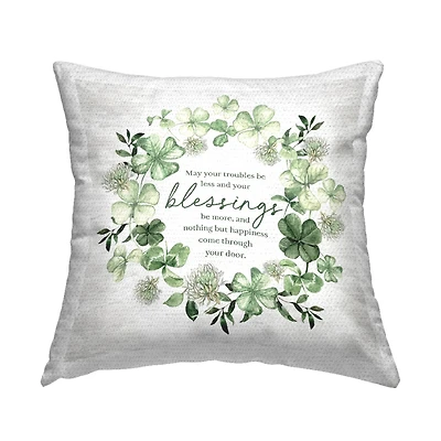 Stupell Industries Irish Proverb & Shamrocks Outdoor Printed Pillow
