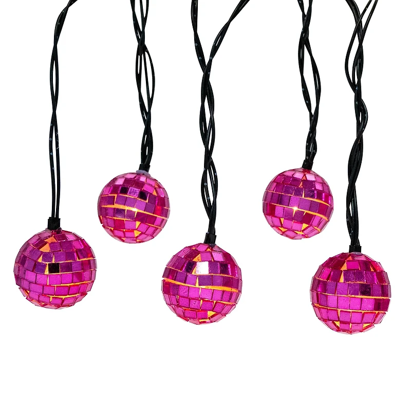 10ct. Warm White LED Pink Disco Ball Icon String Lights by Ashland®
